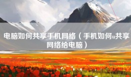 电脑如何共享手机网络（手机如何u共享网络给电脑）