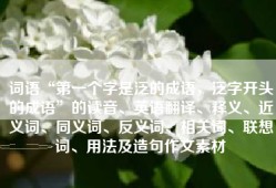词语“第一个字是泛的成语，泛字开头的成语”的读音、英语翻译、释义、近义词、同义词、反义词、相关词、联想词、用法及造句作文素材