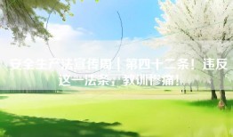 安全生产法宣传周｜第四十二条！违反这一法条，教训惨痛！