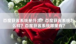 百度获客系统是什么？百度获客系统怎么样？百度获客系统哪里有？