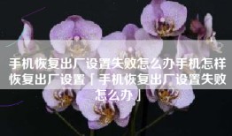 手机恢复出厂设置失败怎么办手机怎样恢复出厂设置「手机恢复出厂设置失败怎么办」
